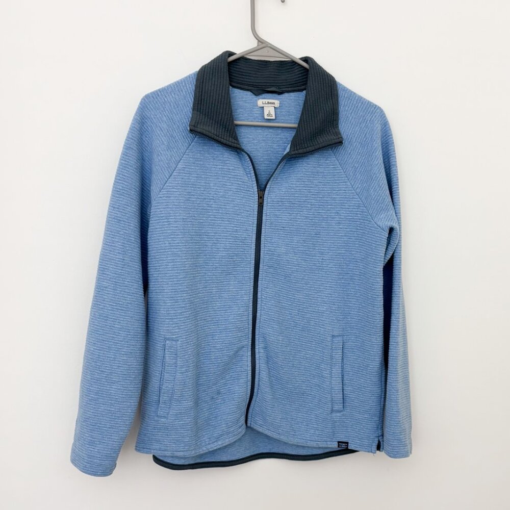 L.L. Bean Lakewashed Double Knit Ribbed Full Zip Sweatshirt Size Small